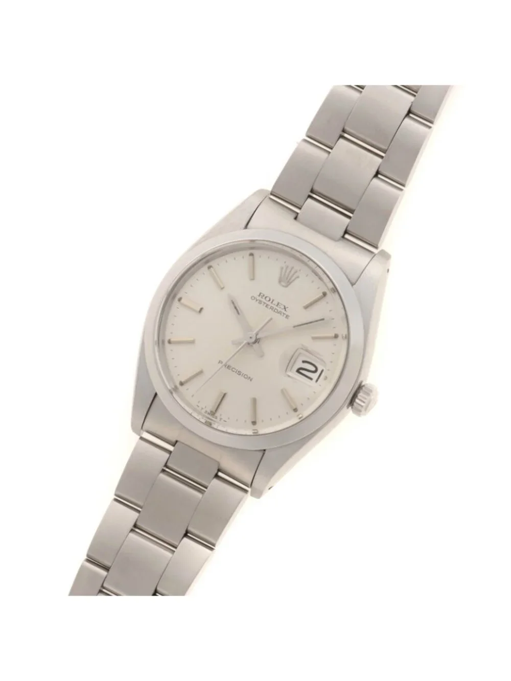 Rolex Oyster Date 34 Precision Caliber Watch Stainless Steel Silver Dial Manual